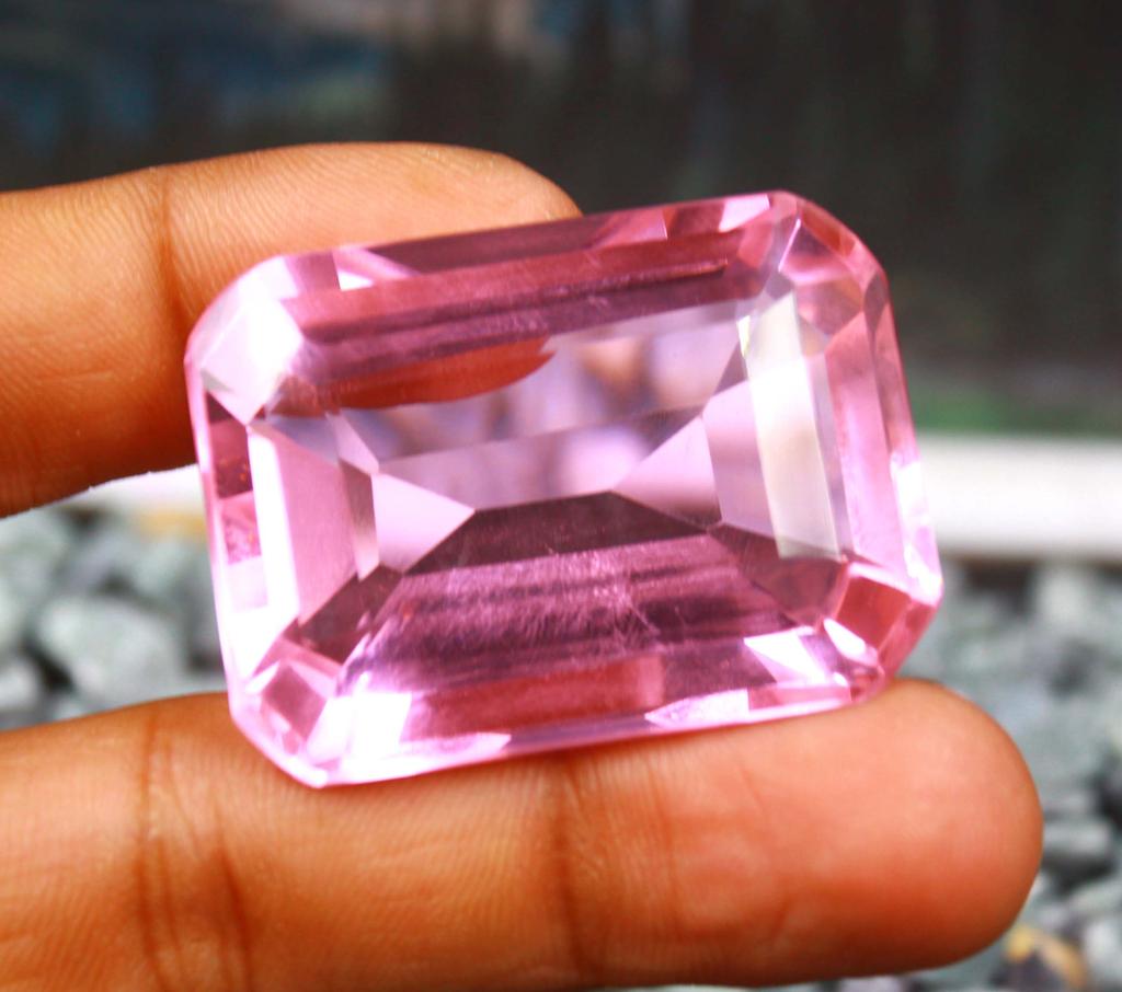 Wonderful Big Offer 161.80 Carat Pink Topaz Lab Created Emerald Shape Certified Gemstone SN634