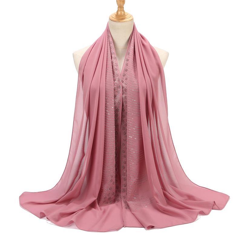 Fashion Rhinestone Chiffon Scarf Lady Muslim Hijab Luxury Bead Pearl Scarves Shawl Women Long Scarf Shawl