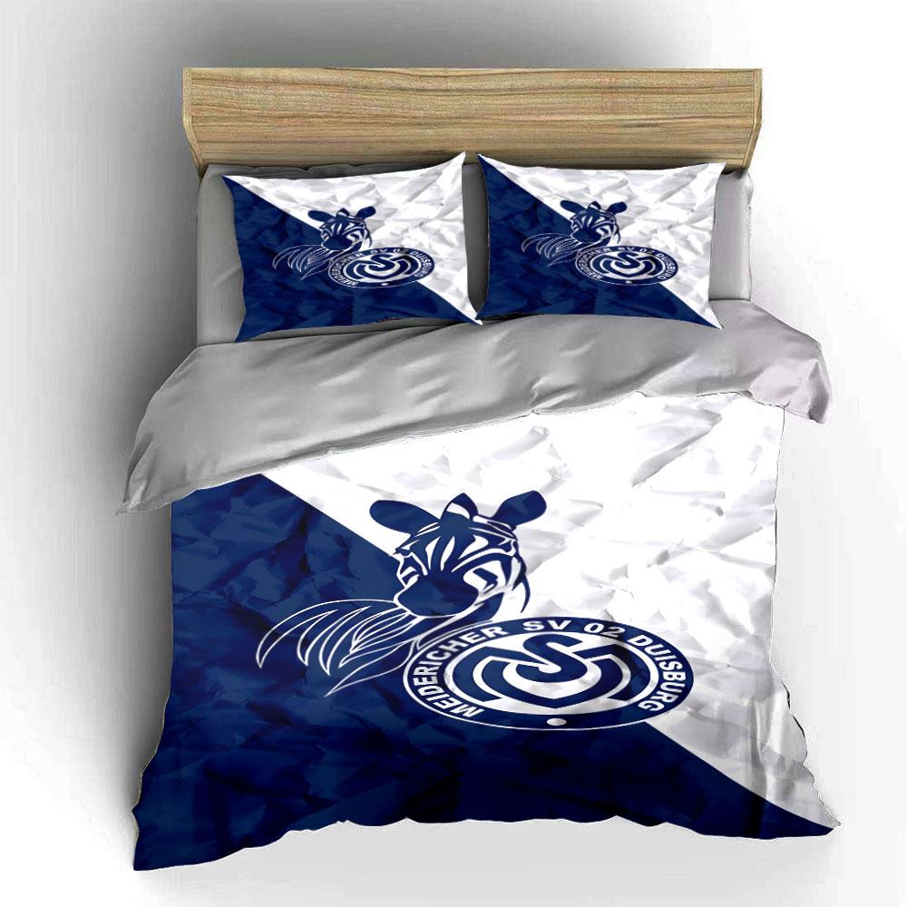 "Zebra Design with MSV Duisburg Logo" Print Bedding Set Duvet Cover Pillowcases (1* Duvet Cover 2* Pillowcases Do Not Include Comforter)