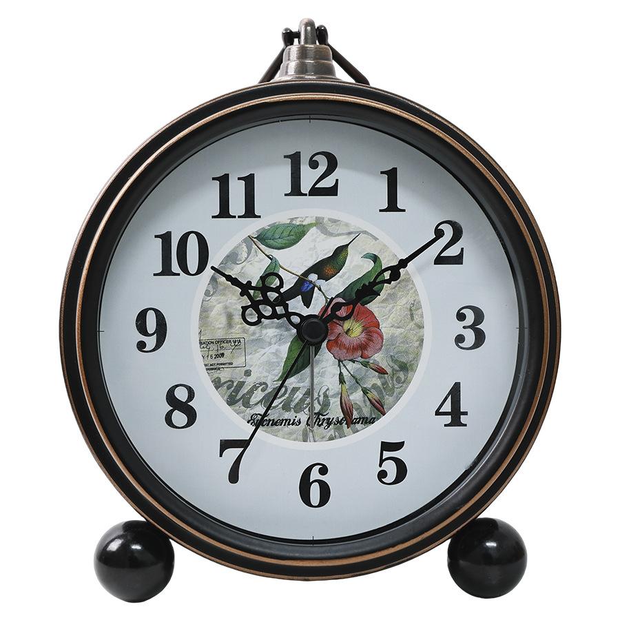 Retro Budík Kovový Tichý Stolní Hodiny Křemenný Strojek Bez Tikání Noční Hodiny do Ložnice