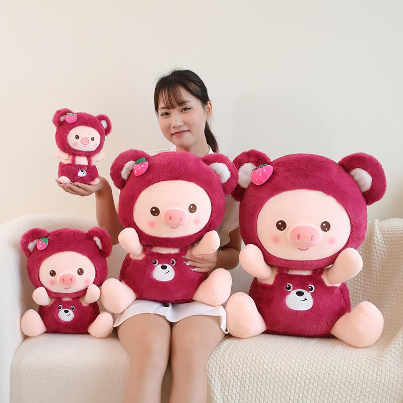 Strawberry Delightful Pig Plush Pillow Cute Cartoon Stuffed Doll Gift