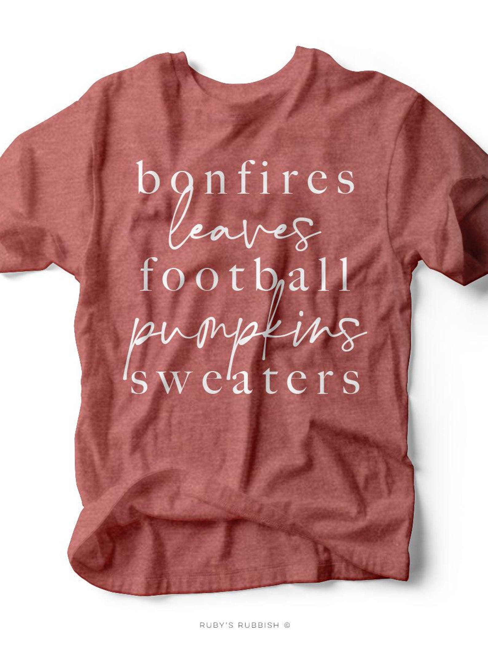 Bonfires, Leaves, Football, Pumpkins, Sweaters | Seasonal T-Shirt | Ruby s Rubbish® S