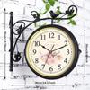 Double Side Wall Clock Dial Diameter 10 Inch Silent Decor Station Round for Patio Balcony