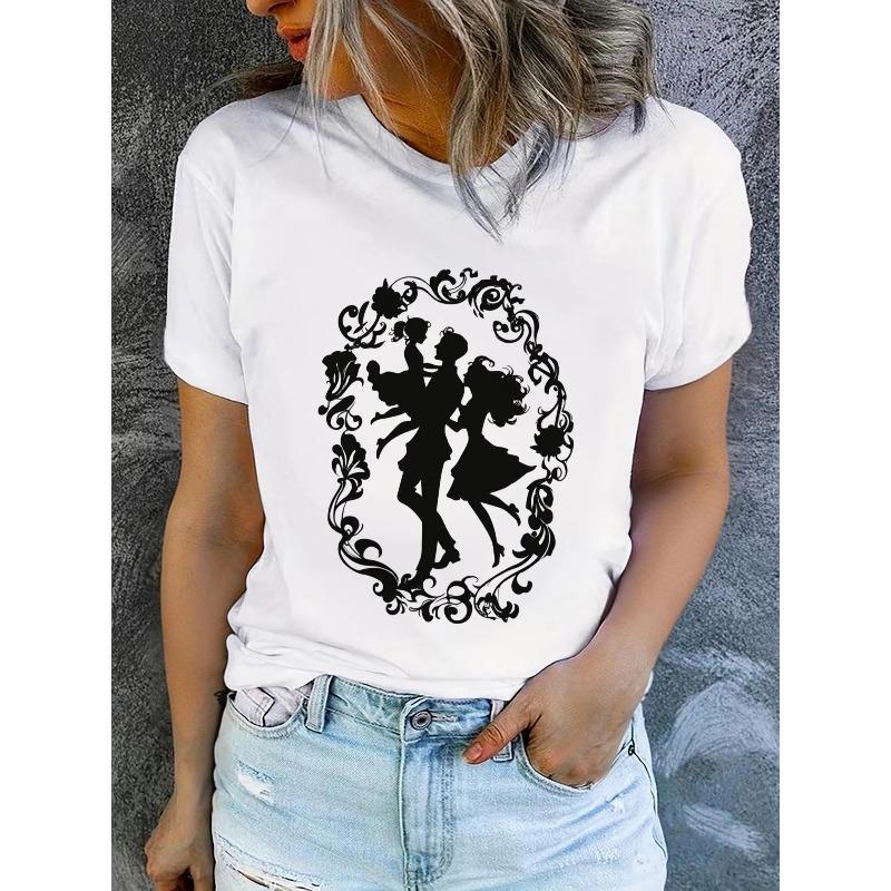 Women S Summer Short-Sleeve Printed T-Shirts, Fashionable And Casual, Machine-Washable Comfortable T-Shirts S белый