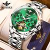 OUPINKE Nouvelle montre mécanique pour homme d'affaires et de loisirs Green Water Ghost Montre mécanique multifonctionnelle Montre d'affaires haut de gamme
