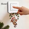 Creative Wall Ornaments Cute Hanging Monkey Switch Sticker for Christmas/Halloween Decor, Self-Adhesive Light Sticker, Removable PVC Halloween Socket