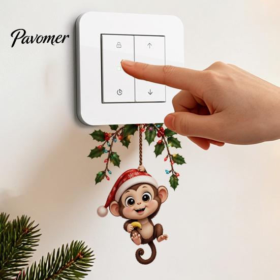 Creative Wall Ornaments Cute Hanging Monkey Switch Sticker for Christmas/Halloween Decor, Self-Adhesive Light Sticker, Removable PVC Halloween Socket