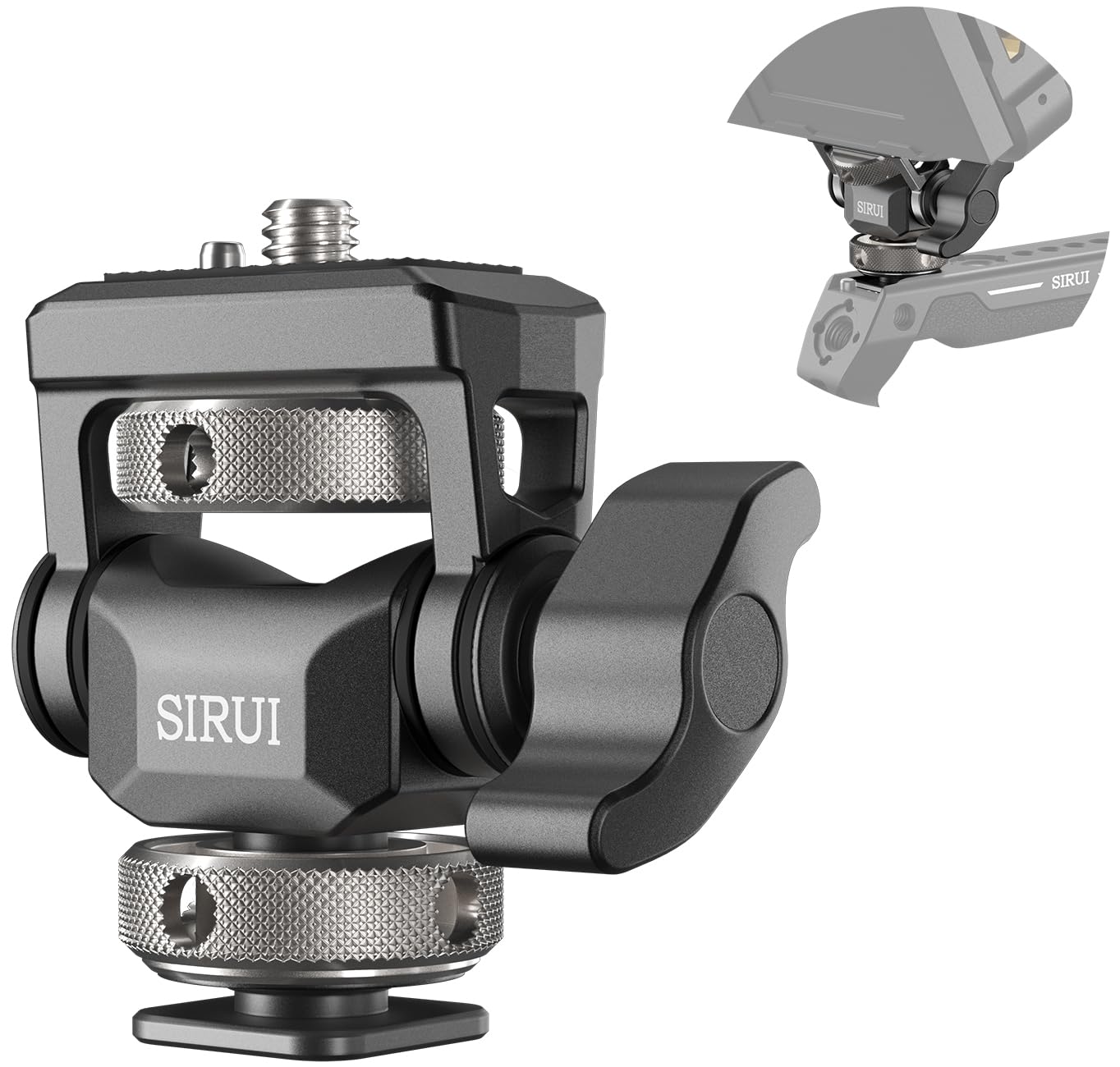 

SIRUI Camera Monitor Mount (with Cold Shoe Base) for 5-inch and 7-inch Monitors, 360° Swivel & 180° Tilt Adjustment, Tension-MT01