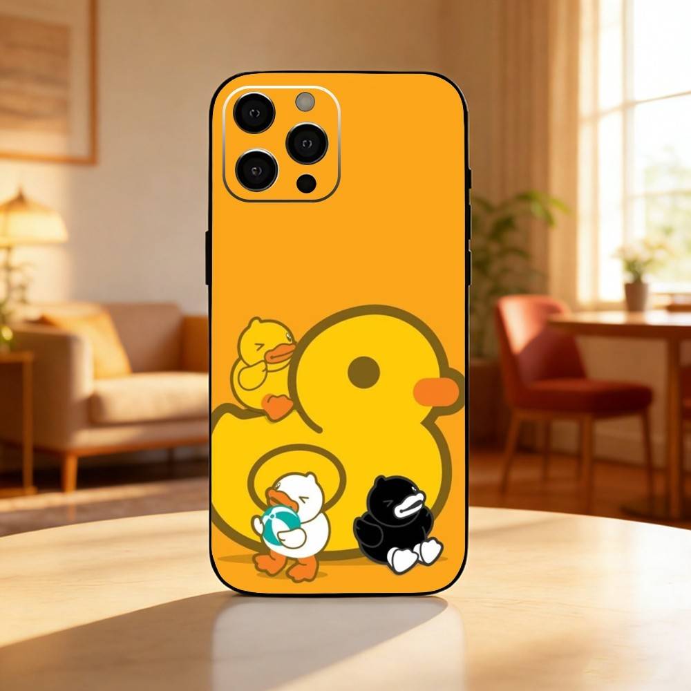 Cute B D-Duck Phone Case For iPhone17,16,15,14,13,12 Plus,Max Soft Silicone Black Cover