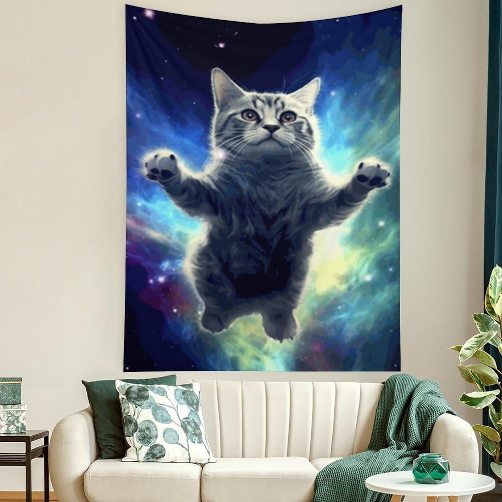 Buyidec tapestry starry sky cat wall 75x100