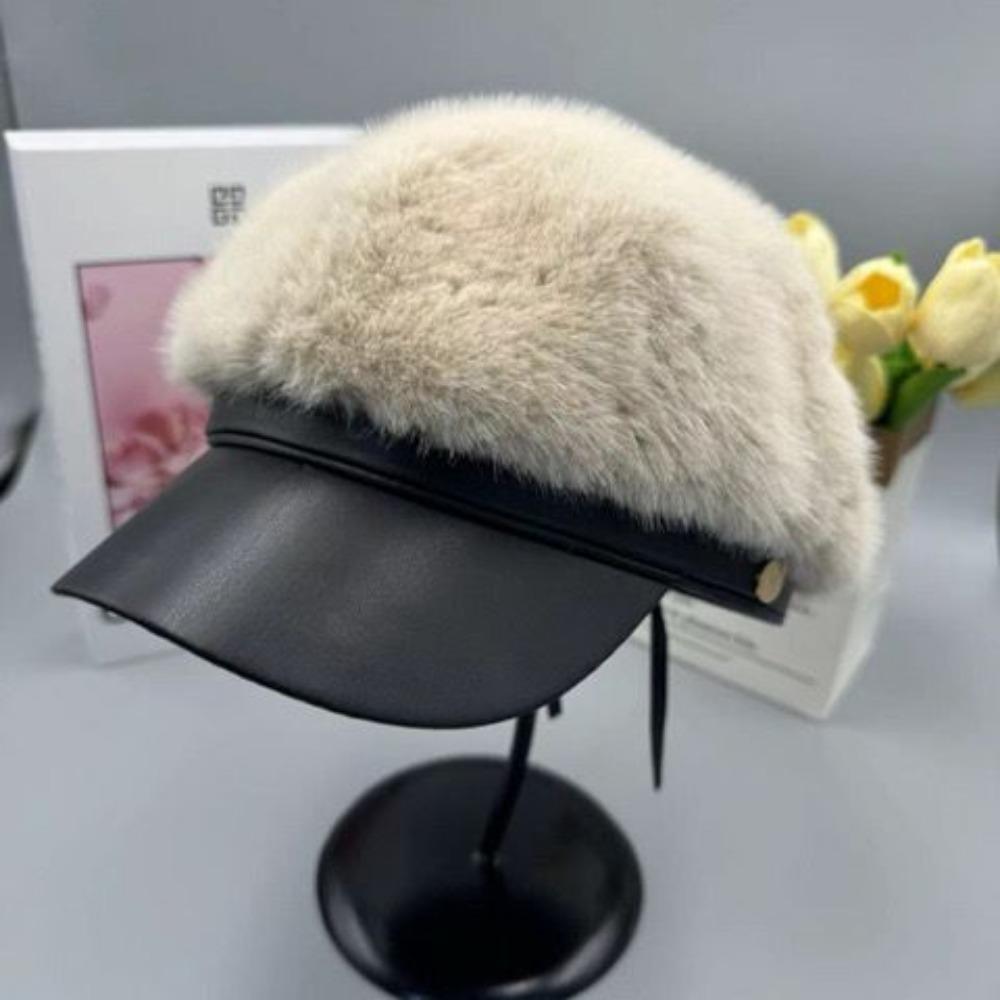 Dopamine Fashion Versatile Imitation Mink Winter Hat Internet Celebrity Ins Warm Autumn and Winter Big Head Beret