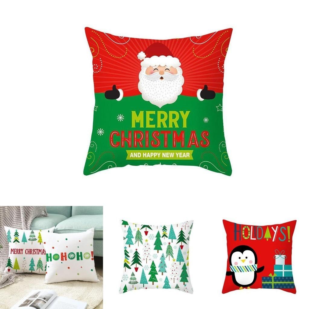 Luxuriously Soft 18 Inch Merry Christmas Cushion Cover With Santa Claus And Holiday Colors