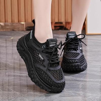 Sneakers i mesh som andas 2025 vår och sommar pappaskor nya mångsidiga tjocksulade höjdökande superheta vardagsskor