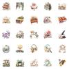 50 Beautiful Retro Style Mixed Graffiti Waterproof Stickers Creative Suitcase Rose Embellishment Stickers