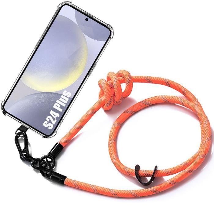 Coque - BOOLING - pour Samsung Galaxy S24 Plus - Protection Antichoc Renforcée - Cordon Détachable - Orange