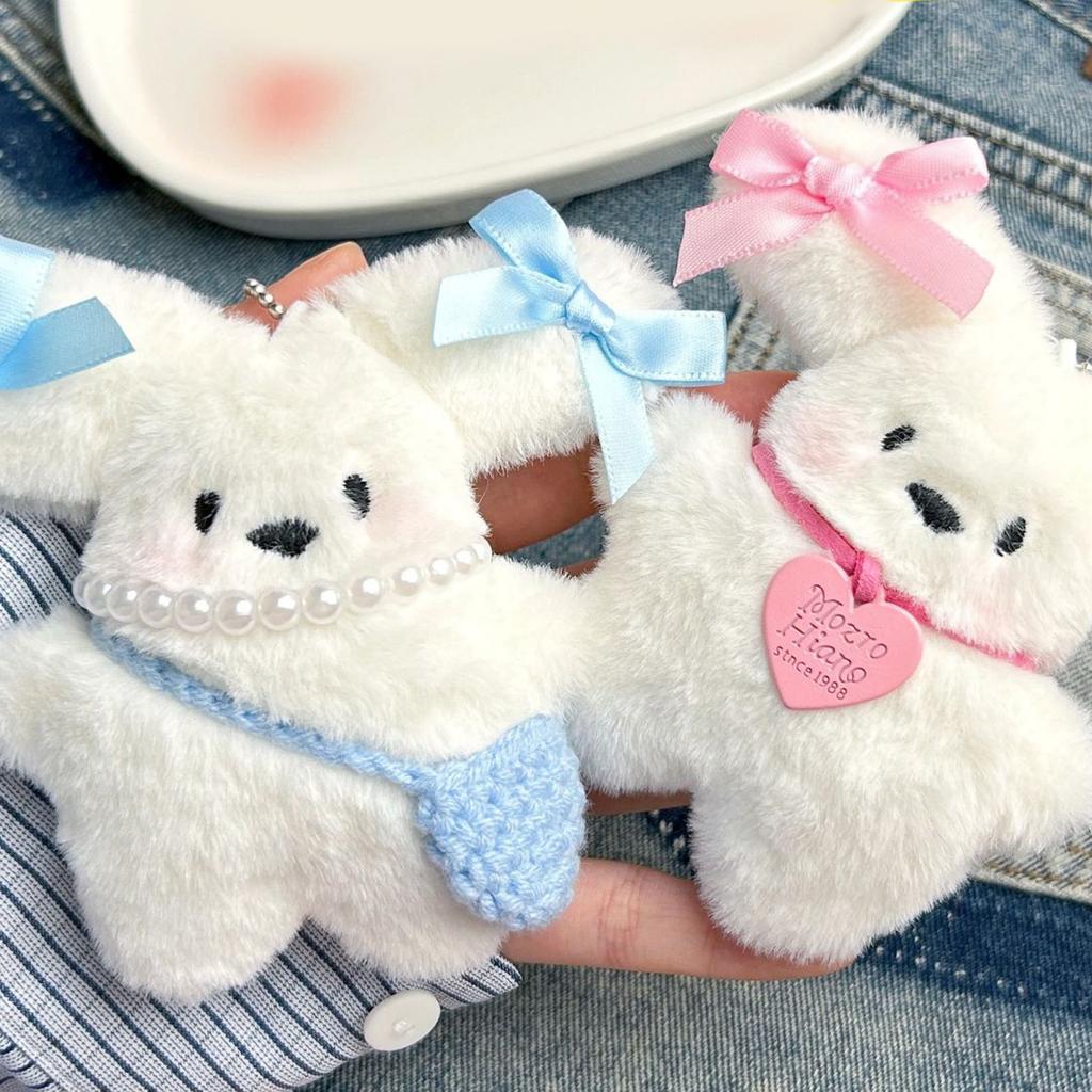 Cute Puppy Plush Toy Pendant Keychain Cartoon Big Ear Dog Dolls Figure Ornament for Backpack or Car Key Bag Charm Decors