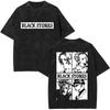 Anime Nana Osaki Vintage Washed T-shirts Grunge Black Stones Y2k Streetwear 90s Cartoon Oversized Short Sleeve T Shirt Unisex