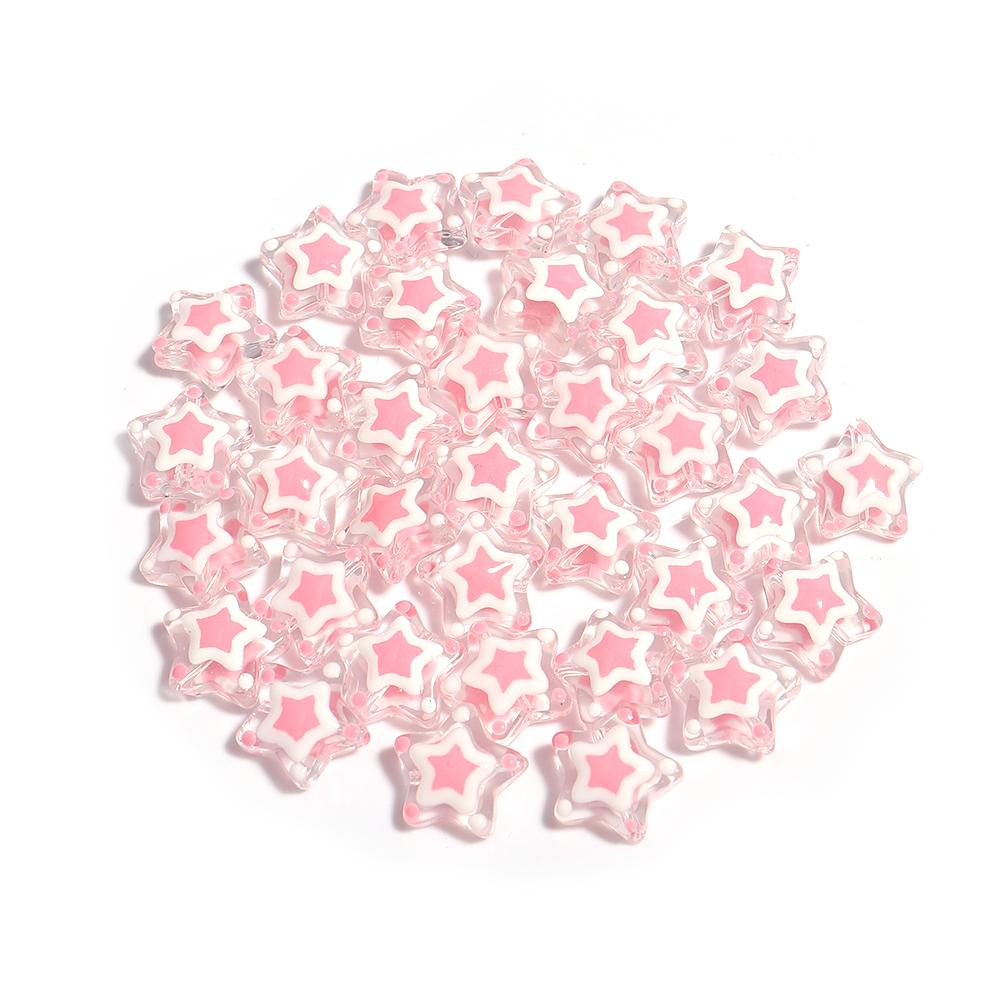 5Pcs Five-pointed Star Glass Beads Dopamine Style Beads Color Hand Painted Spacer Bead DIY Bracelet Jewelry Making Accessories