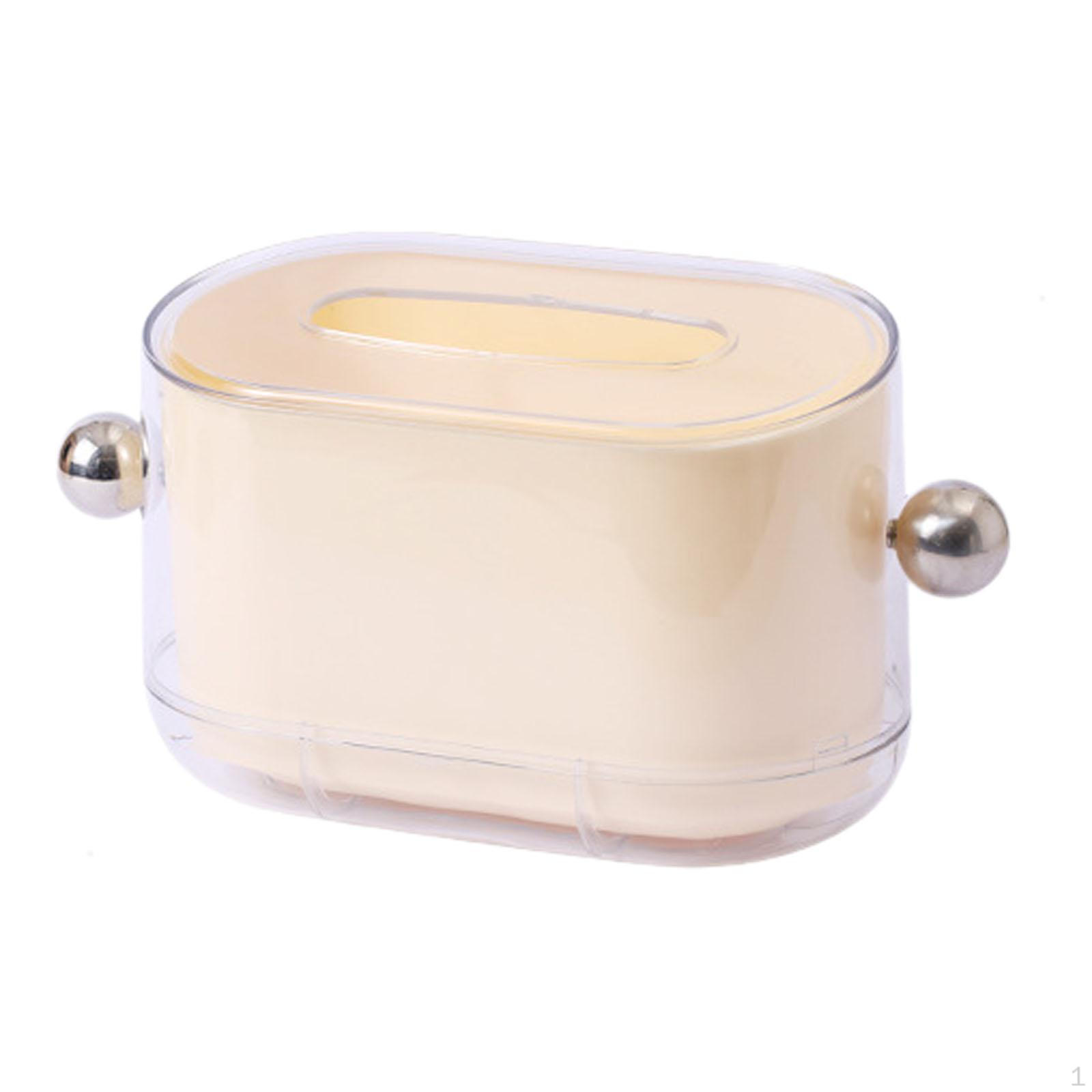 

Tissue Box Cover Facial Tissues Dispenser Removable Toilet Paper Holder for Vanity Living White Silver