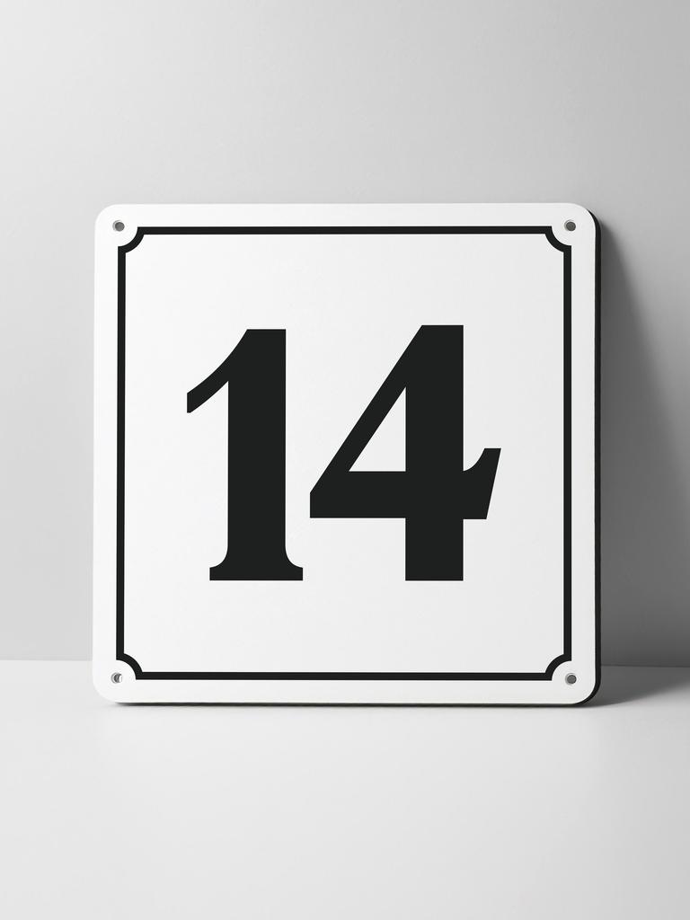 Metal Sign Black House Number On White Background Outdoor Wall Art Decor