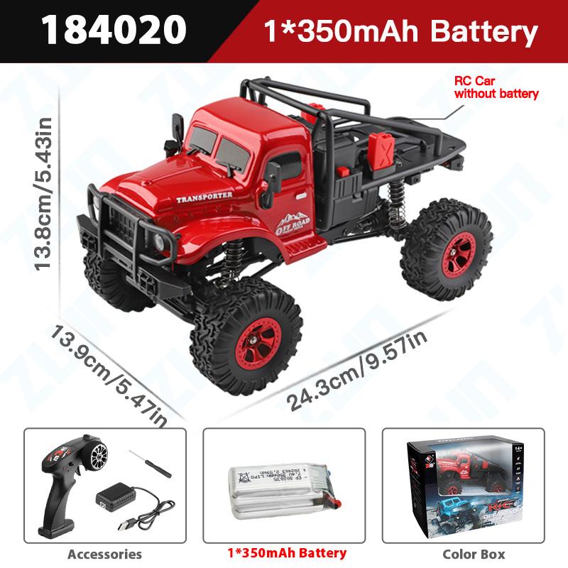 Wltoys 1/18 Mini RC Car 184020 2.4G With LED Lights 4WD Off-Road Electric Crawler Vehicle Remote Control Truck Toy for Children
