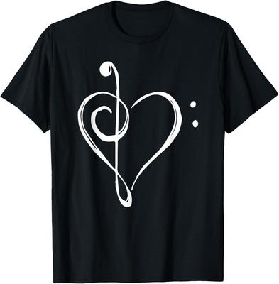 Liebe Musik - Violinschlüssel und Bassschlüssel Herz Geschenk Unisex T-Shirt