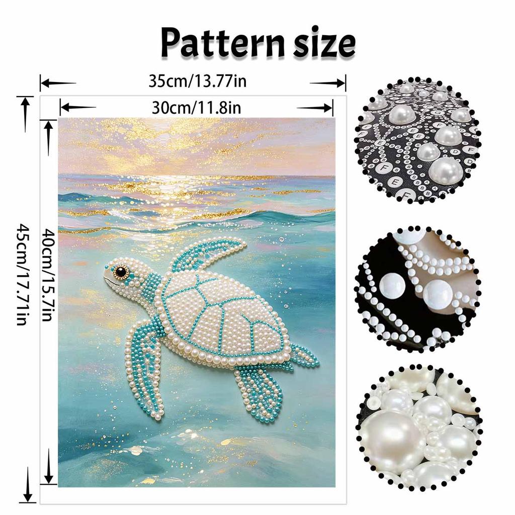 5D Round Pearl Painting Kit Ocean Sea Turtle Pattern DIY Handmade Rhinestone Art Home Interior Decor Gift