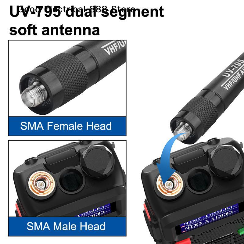 1pc AR-795 SMA-F Female Dual Band VHF/UHF 136-174MHz/400-520MHz Soft Antenna AR-795 For UV-5R UV-82 BF-888S Walkie Talkie AR-795