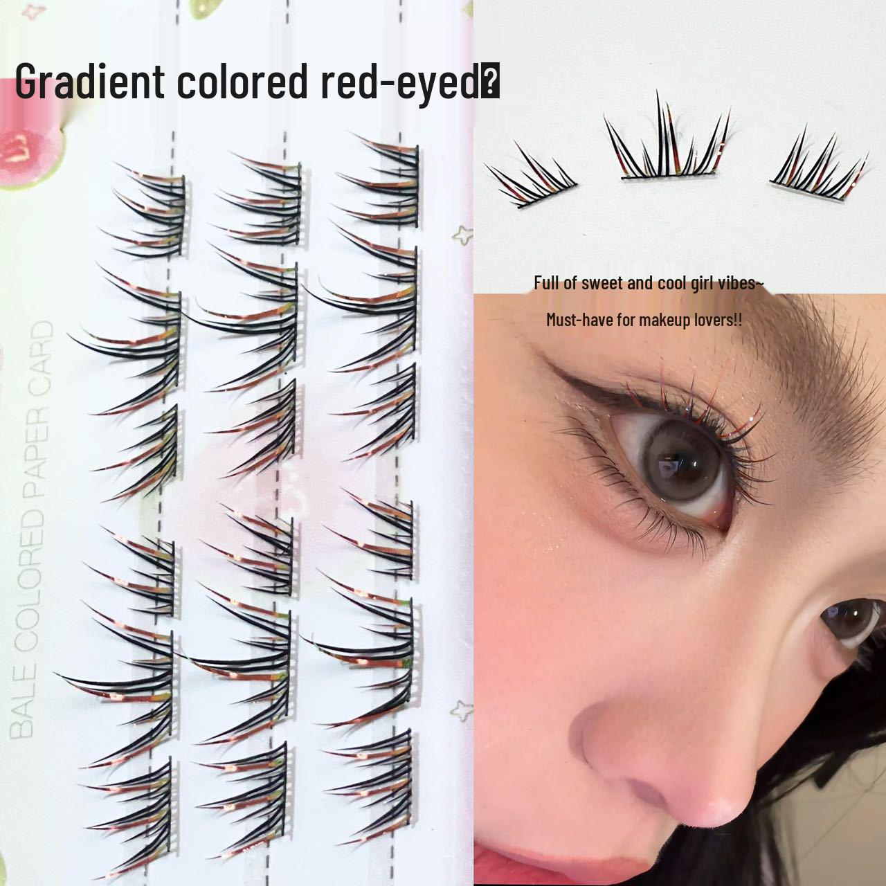 HERORANGE Red Gradient Dense Curly False Eyelashes - Natural, Photogenic, Realistic. 3 ряда
