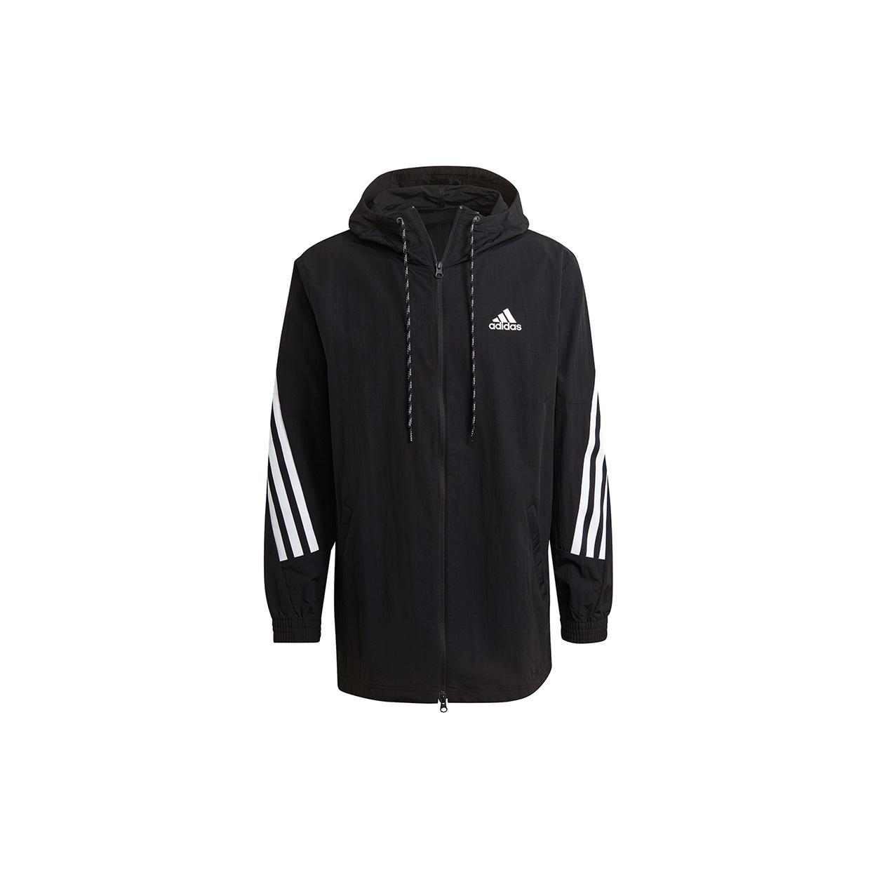 adidas M 3s Tape Jkt Stripe Sports Hooded Jacket Black Men s GM5752 L