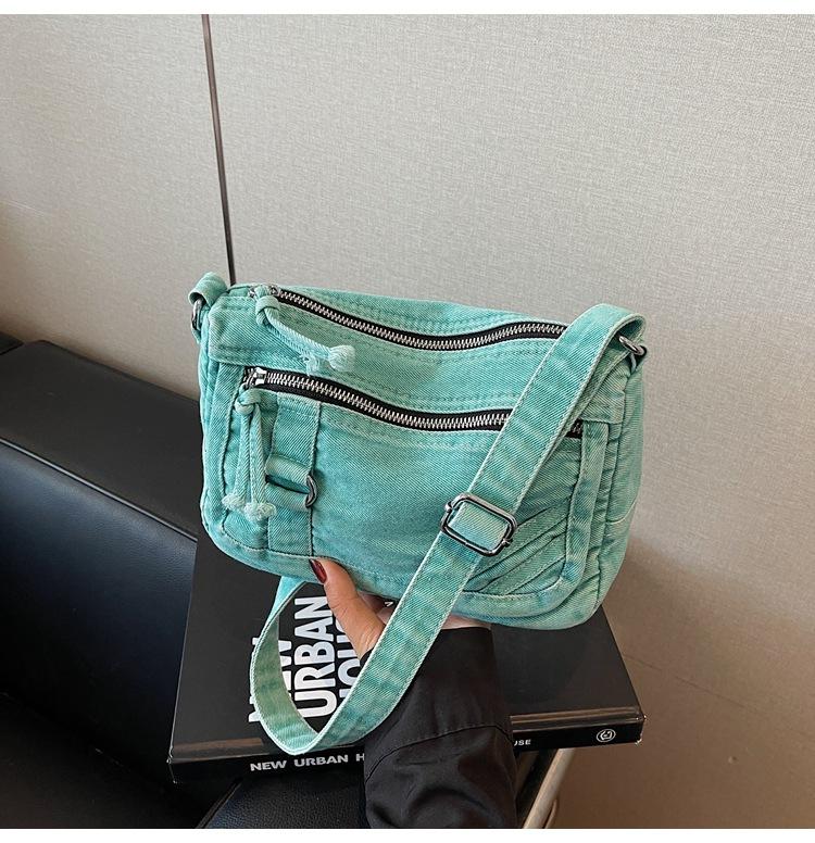 

Джинсовая сумка женская летняя универсальная новая модная сумка-мессенджер повседневная высококлассная маленькая квадратная сумка зелёный