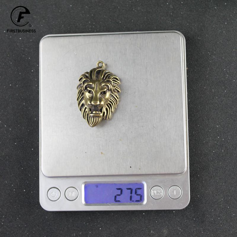 Brass Punk Rock Lion Head Keychains Pendant Jewelry Handmade Copper Pendant Animal Instruments Lucky Home Decorations Avoid Evil