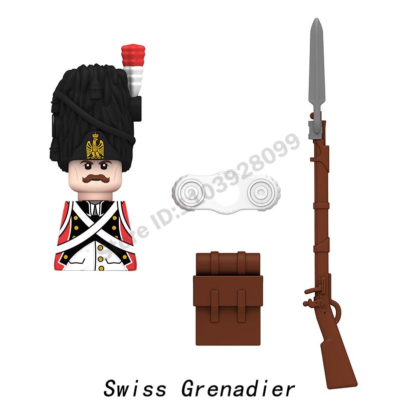 Middle Ages Military Napoleonic Wars Figures Building Block British French Prussia Infantry Knight General Duke Characters Brick