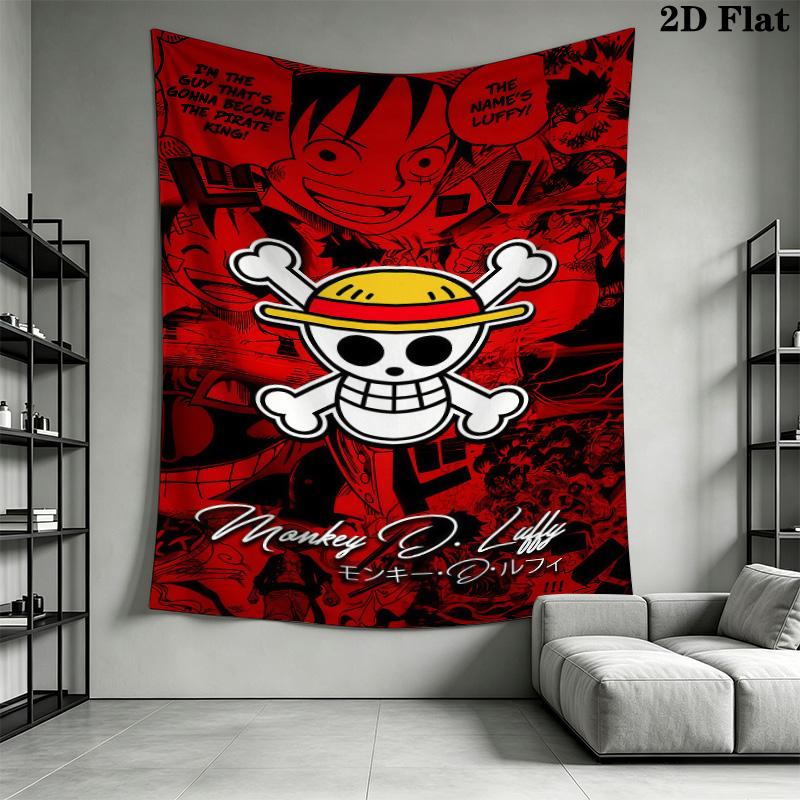 One Piece Straw Hat Pirates Wall Tapestry Aesthetic Wall Hanging Printed Fabric Blanket Decorative Tapestries For Bedroom Living Room Home Decor