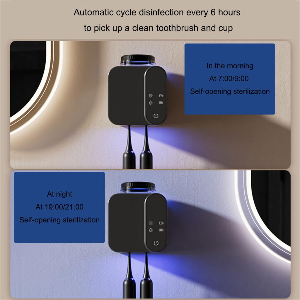 Smart Electric Toothbrush Holder Wall Mount Design with Automatic Drying and Cleaning Features for Hygienic Storage