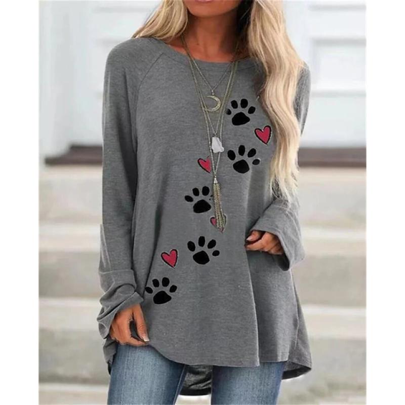 Autumn Cat Print 3D Pattern Tops Long Sleeve T-Shirts Women's Fashion Oversized T Shirt Streetwear Woman Female Tees Clothing