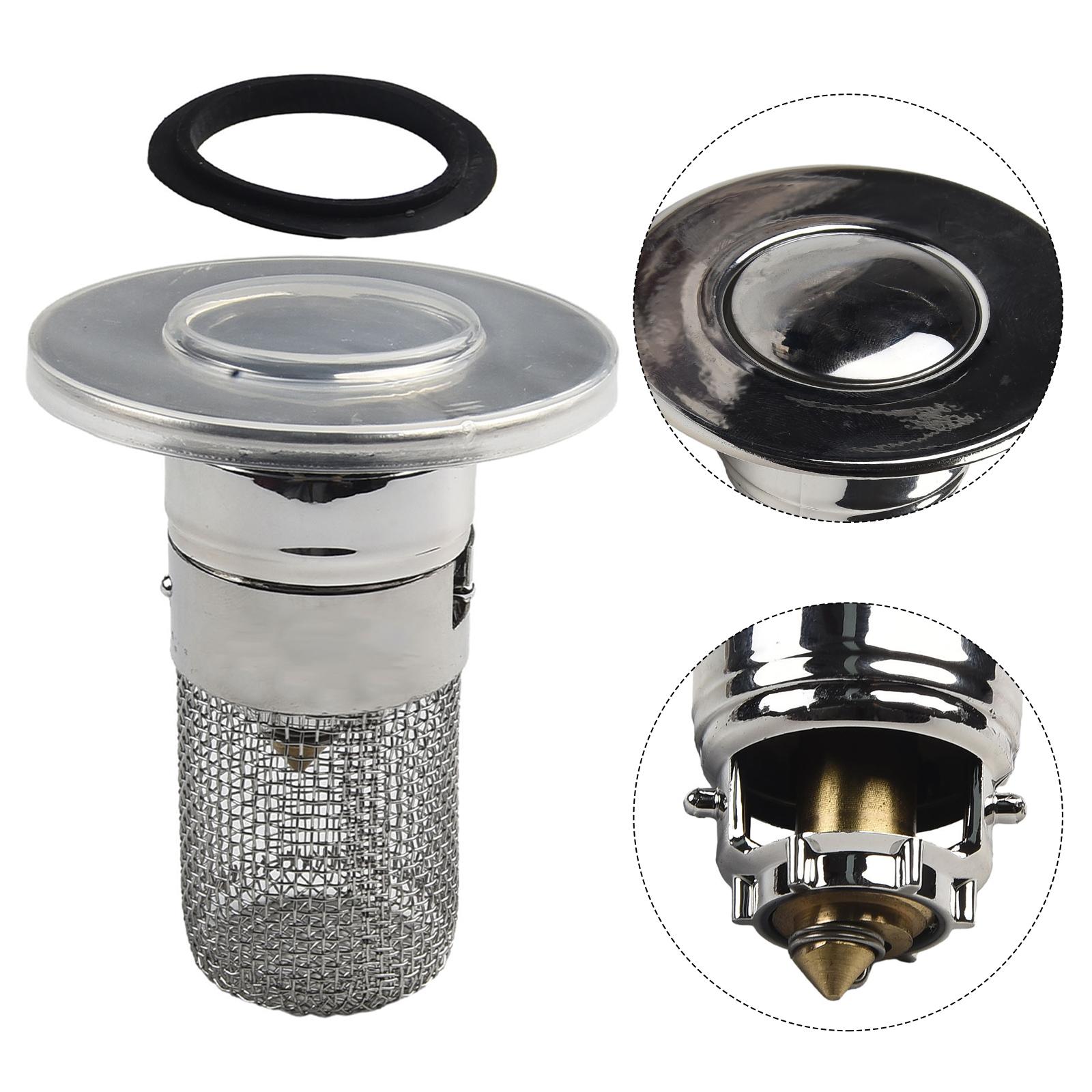 

Efficient Kitchen Sink Drain Strainer and Stopper Filter for Bathroom Chrome