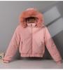Women's Fleece-lined Cotton-padded Coat with Big Fur Collar Short Thickened Hooded Jacket