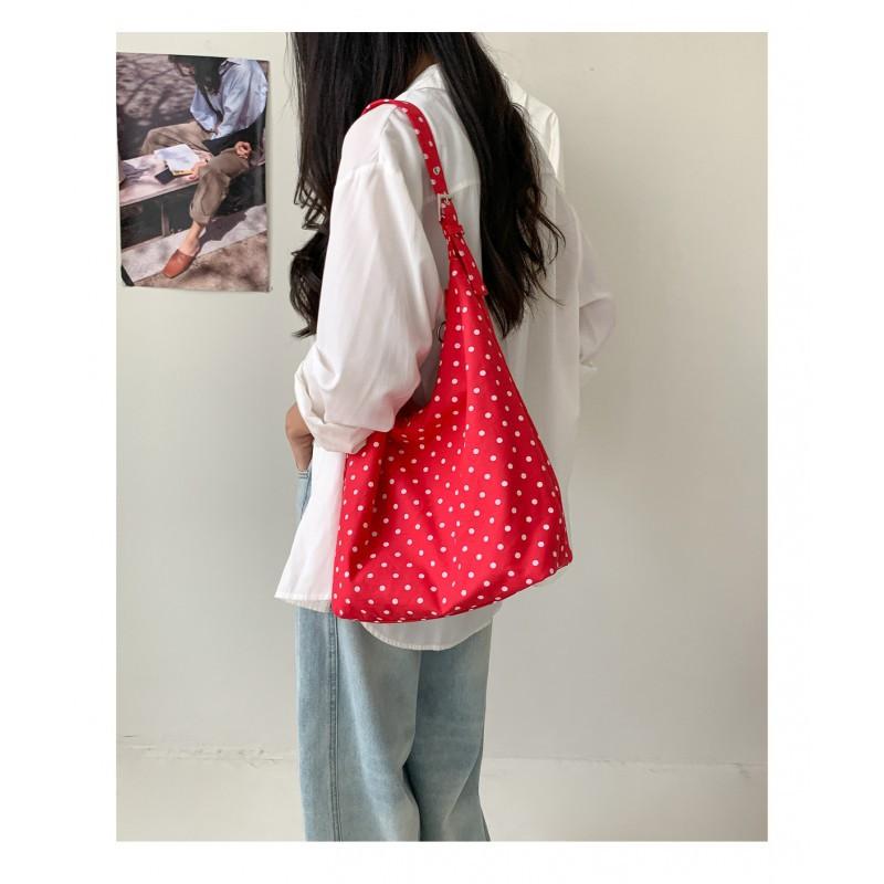 Korean 2025 New Wave Dot Commuter Bag Tote Large Capacity Girl's Artistic Style One Shoulder Underarm