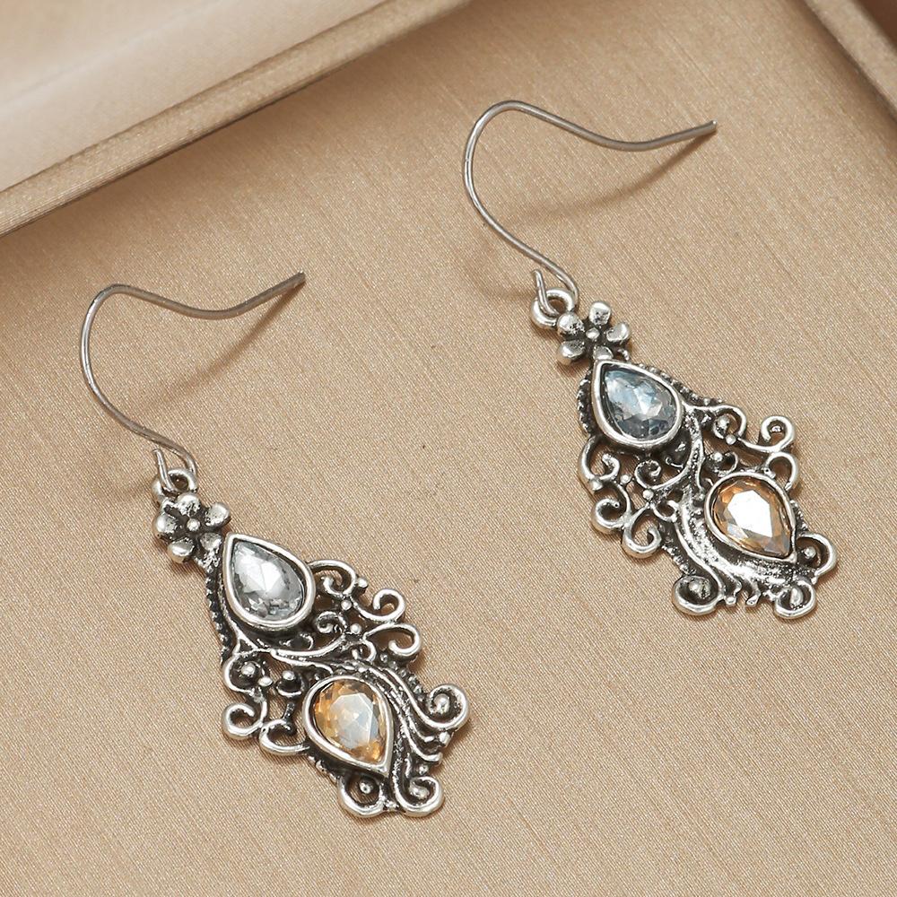 

Старинные серьги с бриллиантами из серебряного сплава, горячо продаваемые классические аксессуары в Европе и Америке, серьги в национальном стиле серебряный