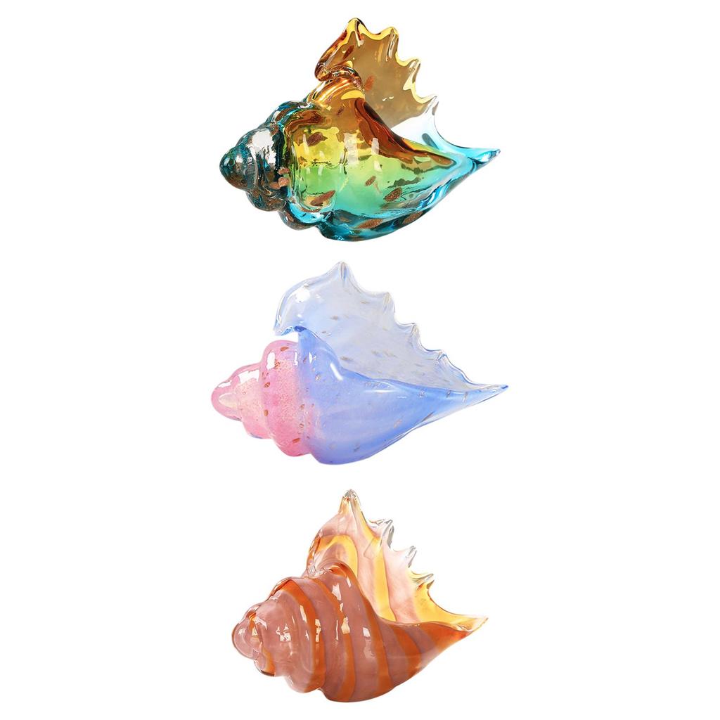 Glass Conch Figurine Statuette Sculpture for Birthday Gift Home Room Indoor