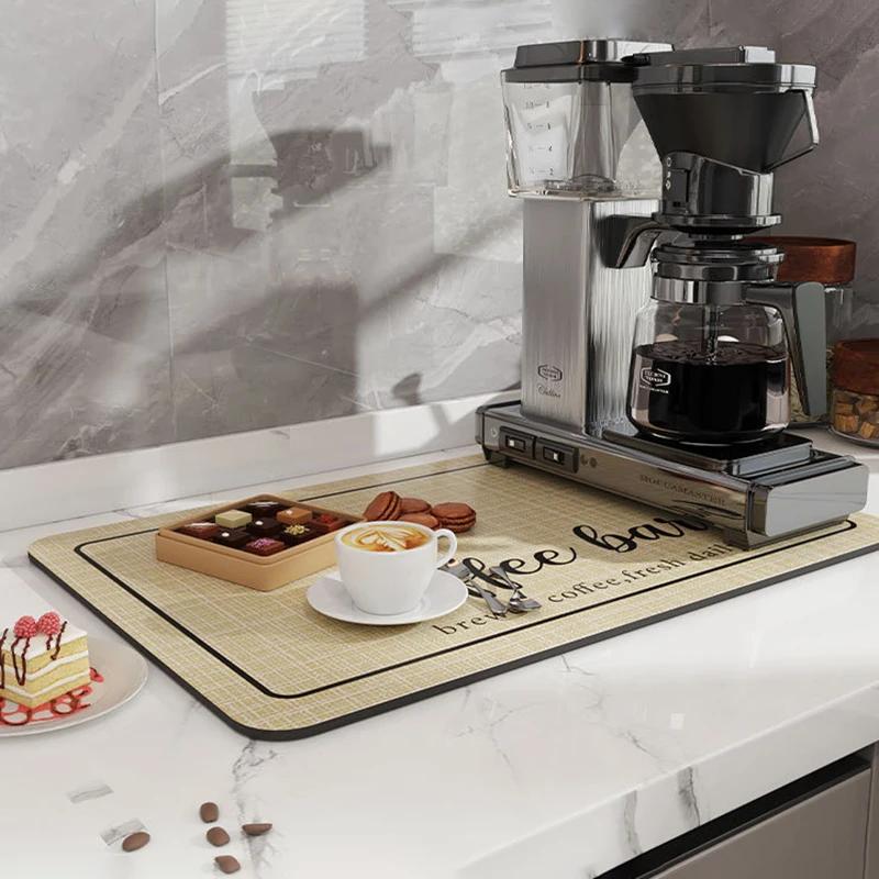 Heat-Resistant Solid Color Draining Mat Absorbent Non-Slip Kitchen Countertop Cup and Dish Drying Mat for Home Use