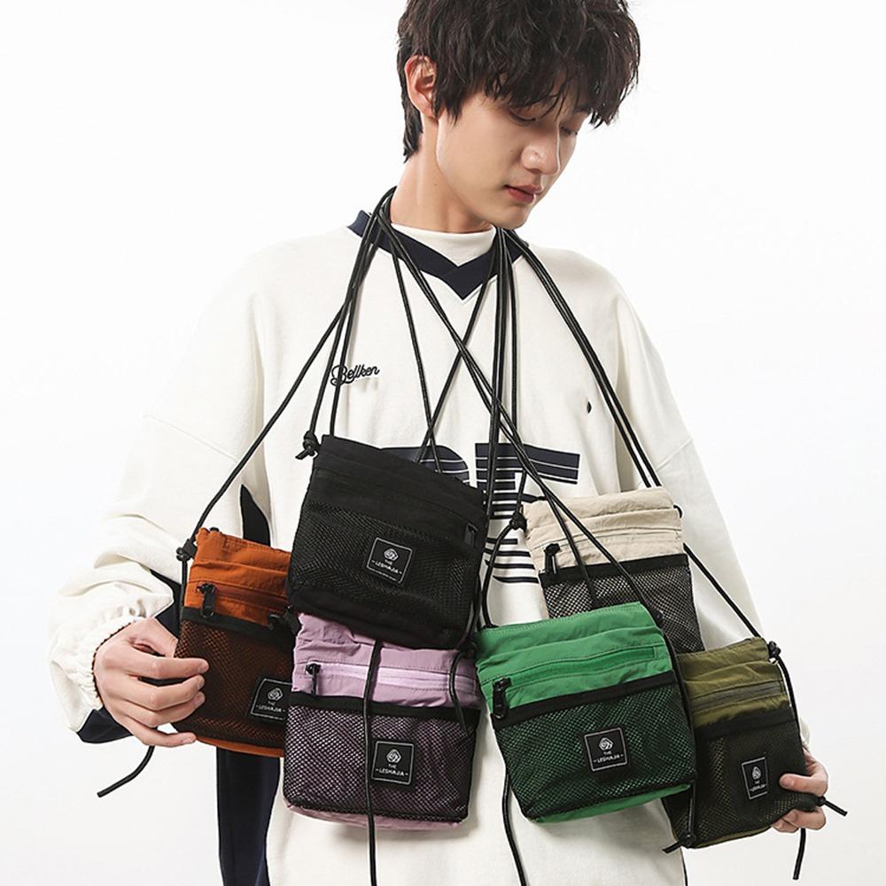 

Multifunctional Crossbody Phone Pouch Mesh Small Square Bag Mini Nylon Shoulder Bag Unisex фіолетовий