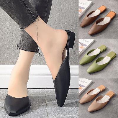 Fashion Women Half Slipper - Low-Heeled Square Toe Party Shoes Sandals