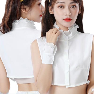 Damen Rüschen Stehspitze Abnehmbarer Revers Falsche Manschetten Dekoration Bluse Kragen Rüschen Falscher Kragen Pullover Falsche Bluse