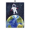 Cartoon Space Astronaut Planet Rocket Spacecraft Wall Art Print Canvas Painting Nordic Poster Wall Pictures Baby Kids Room Decor