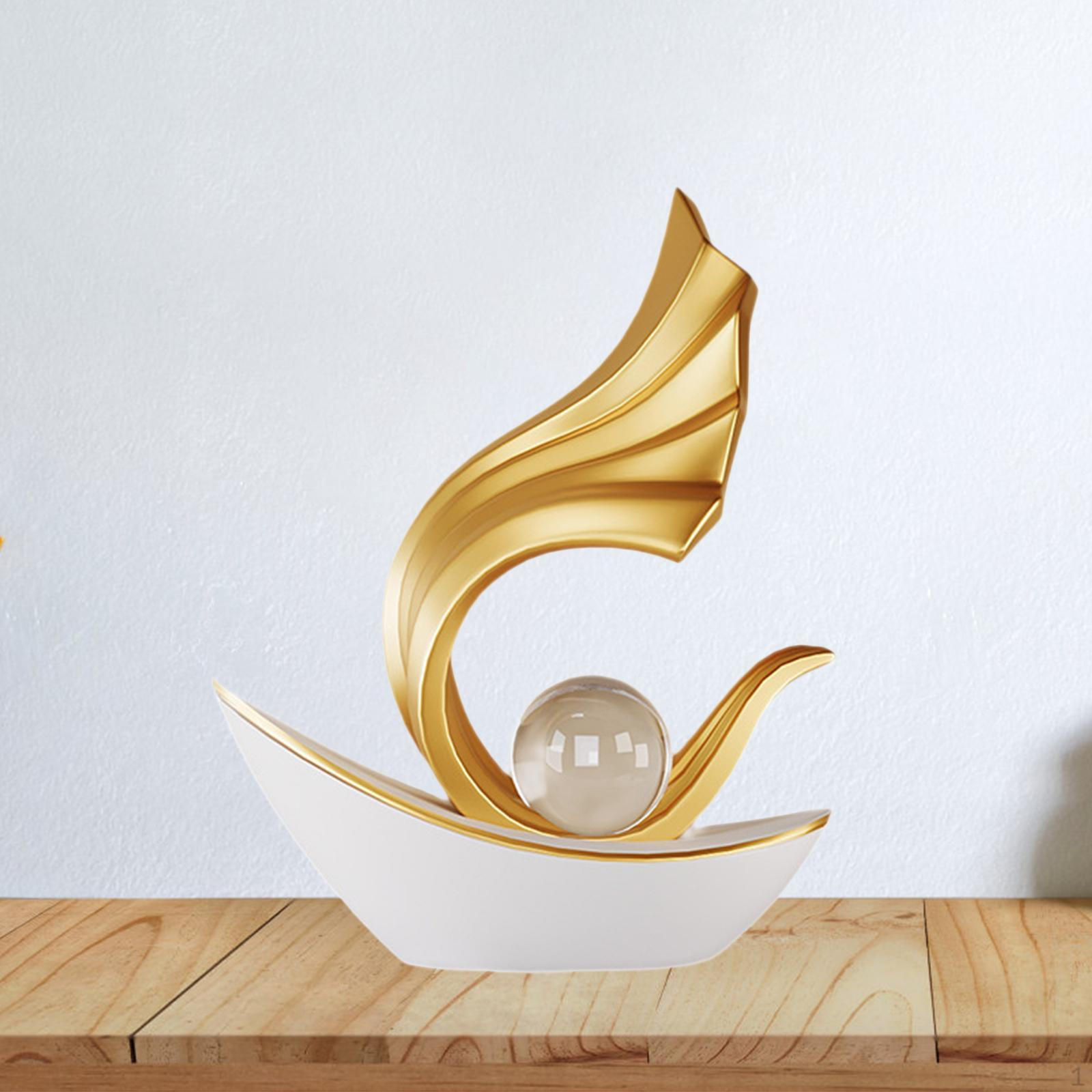 

Artistic Boat Statue for Living Room Centerpiece and Gift Giving White 18.5x8x24cm