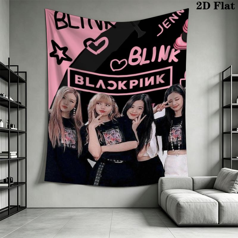Blackpink Wandteppich Ästhetisches Wandbehang Gedruckter Stoffdecke Dekorative Wandteppiche für Schlafzimmer Wohnzimmer Heimdekoration