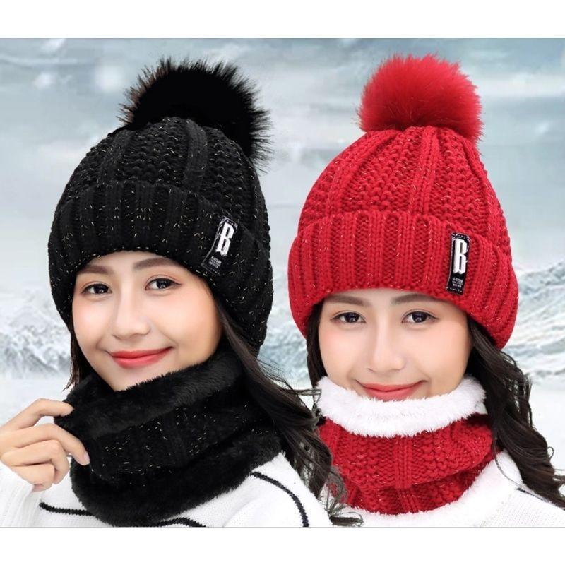 Hat Women's Autumn and Winter Fleece Thickened Wool Hat Versatile Warm Women's Knitted Hat Student