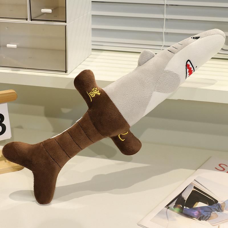 Creative Shark Knife Plush Doll Funny Tricky Homophonic Terrier Shark Sword Doll Doll Toy Funny Gift